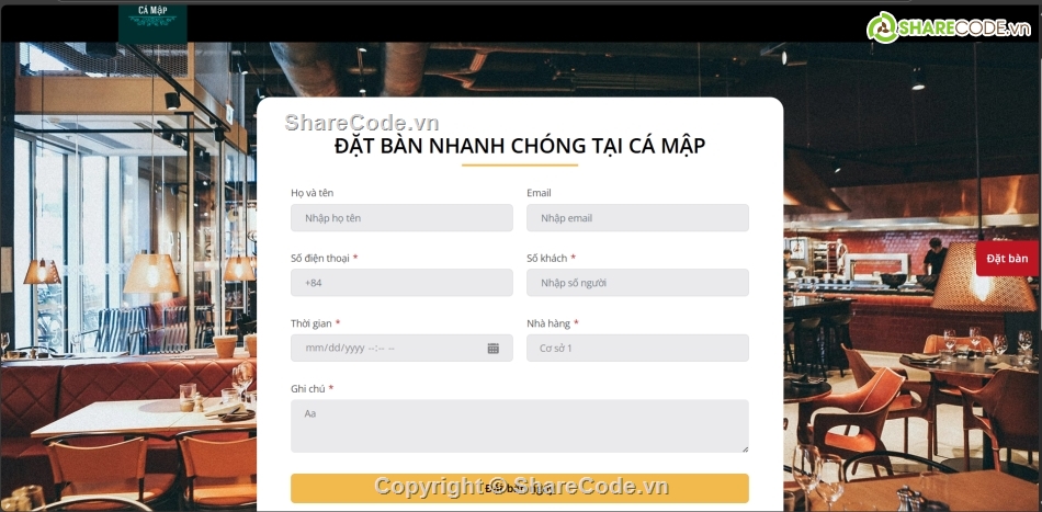 source code,quản lí nhà hàng,web nhà hàng,web php,Sharecode